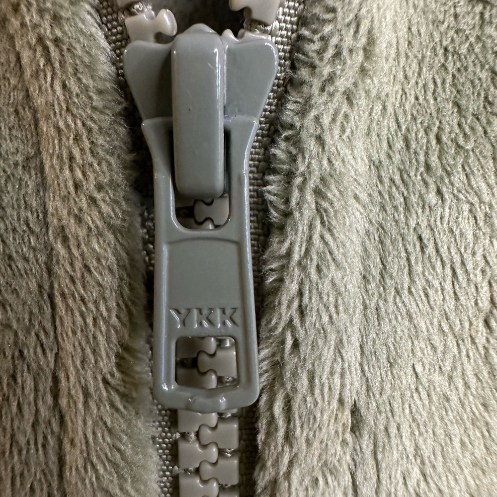 Vintage Kristen Blake GreenTeddy Fleece Zip-Up Jacket Drawstring Waist Size L - Picture 13 of 15